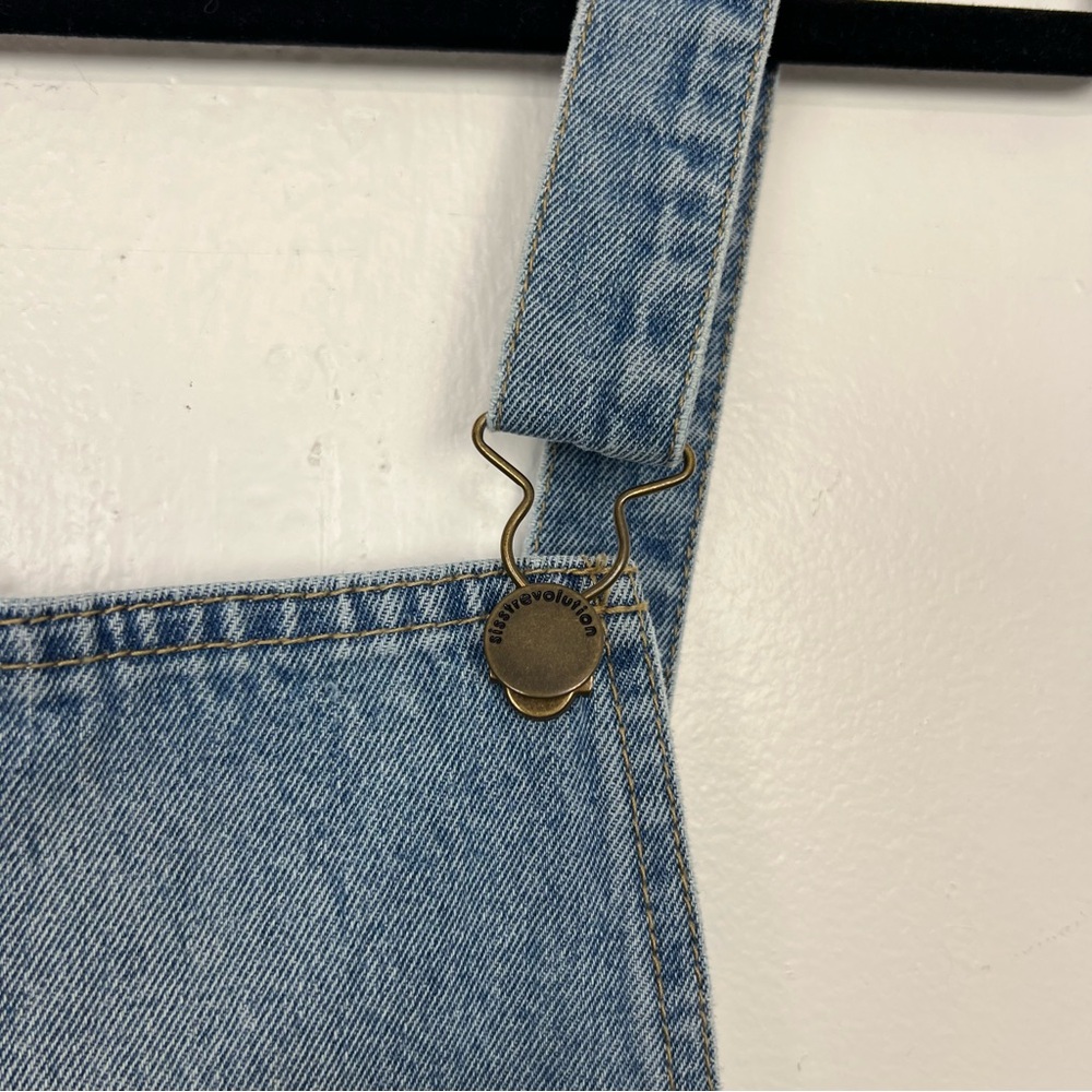 Sisstr Evolution Denim Overalls Cropped Wide Leg Jeans Light‎ Wash XS - Picture 4 of 7